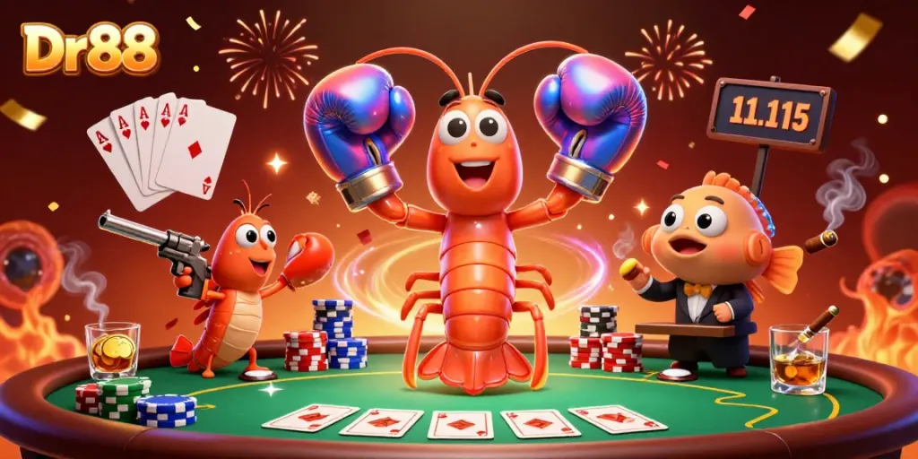 Engage in winning gameplay at Dr88, showcasing animated characters in a vibrant casino scene.