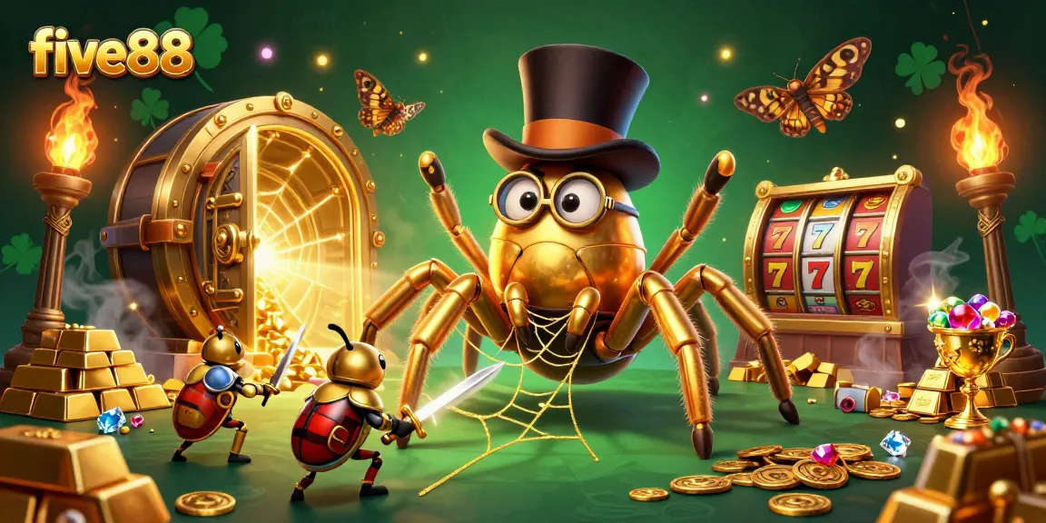 Experience the thrill of five88 with this vibrant casino-themed illustration showcasing luxury and excitement!