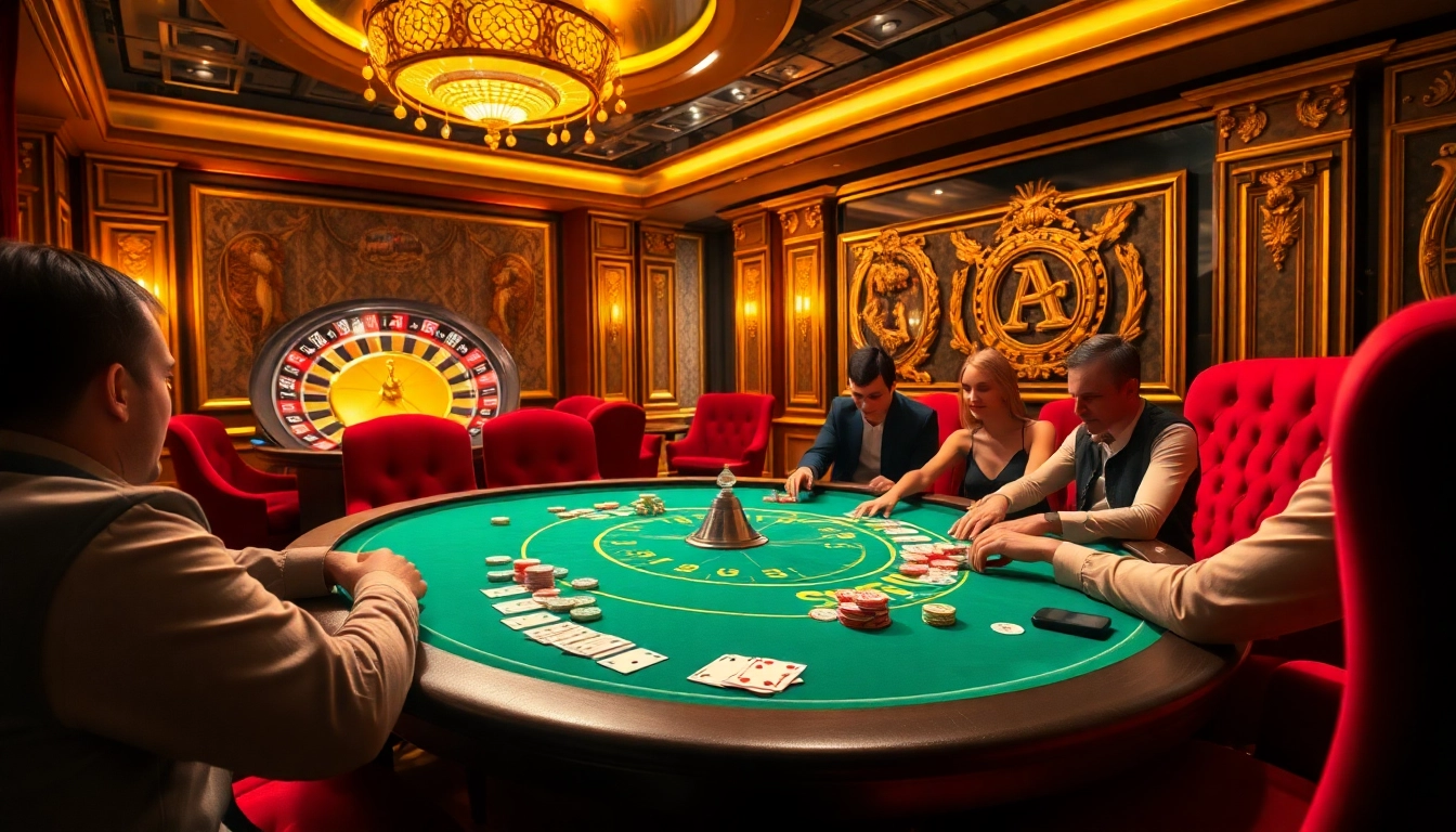 Engaged gamers at a luxury poker table inspired by https://lodetructuyen.us/, showcasing excitement and glamour.