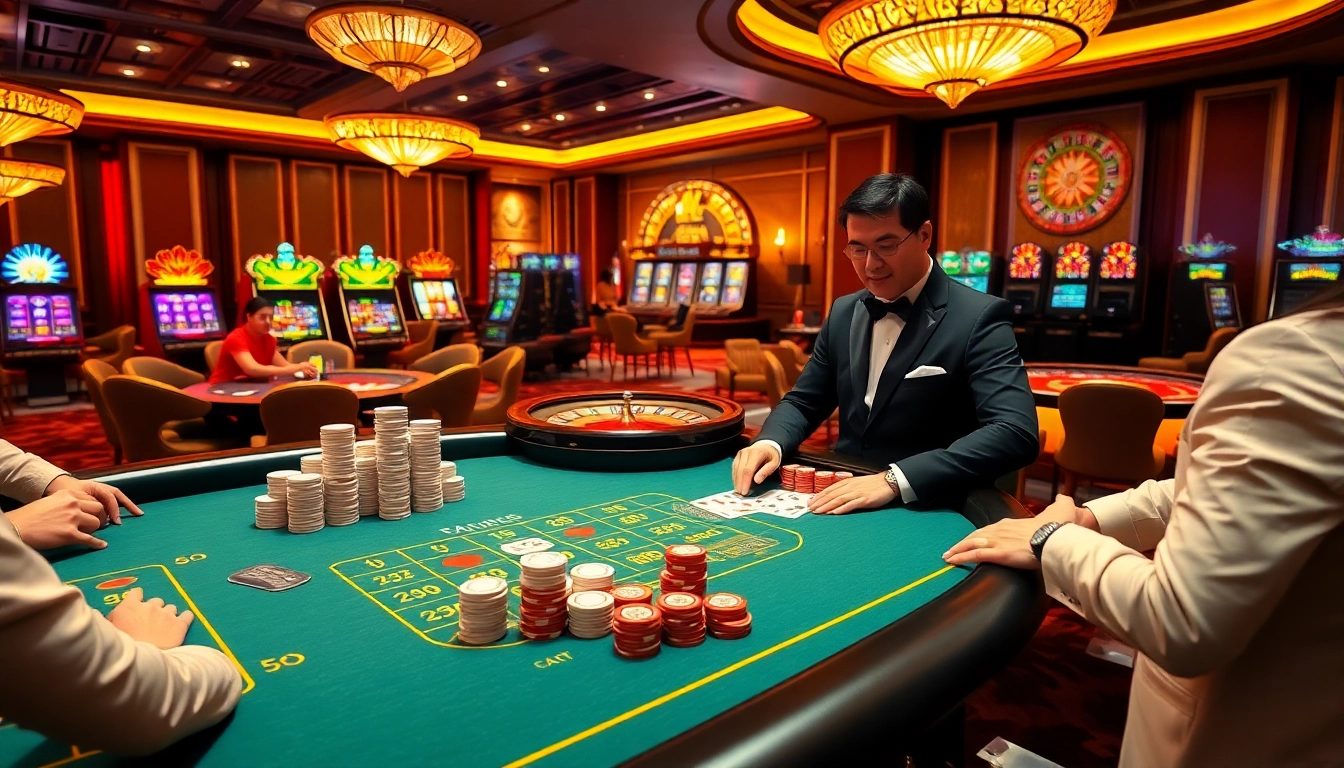 Engaged players strategizing at a baccarat table inspired by https://gg88.work/ showcasing luxury and excitement in gambling.