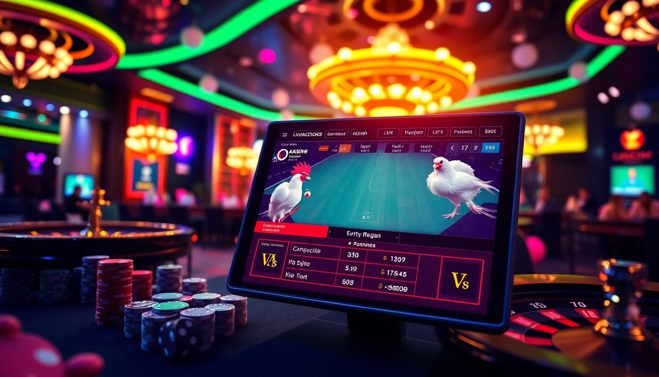 Betting excitement at đá gà xn88 with vibrant casino elements and live action.
