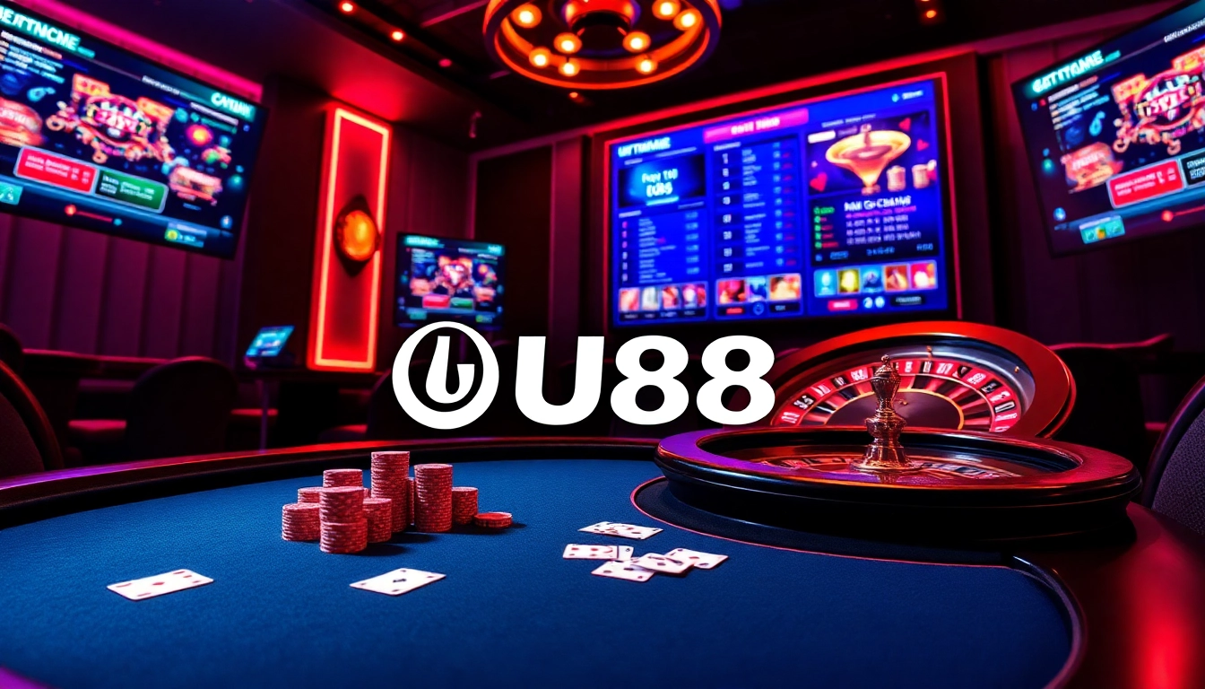 Engage in thrilling games at UU88 with vibrant casino elements and a professional atmosphere.