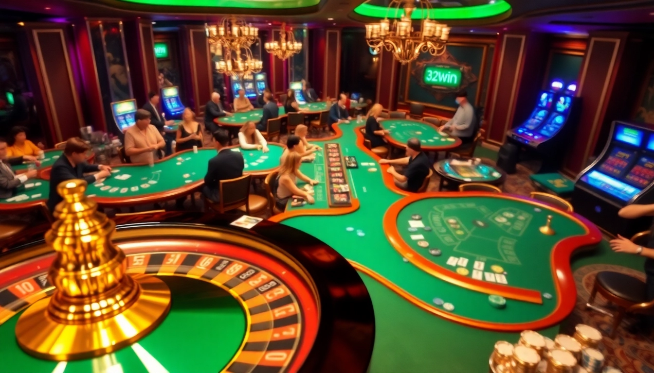 Experience the thrill of Nhà cái 32win at a luxurious casino with poker and roulette excitement.