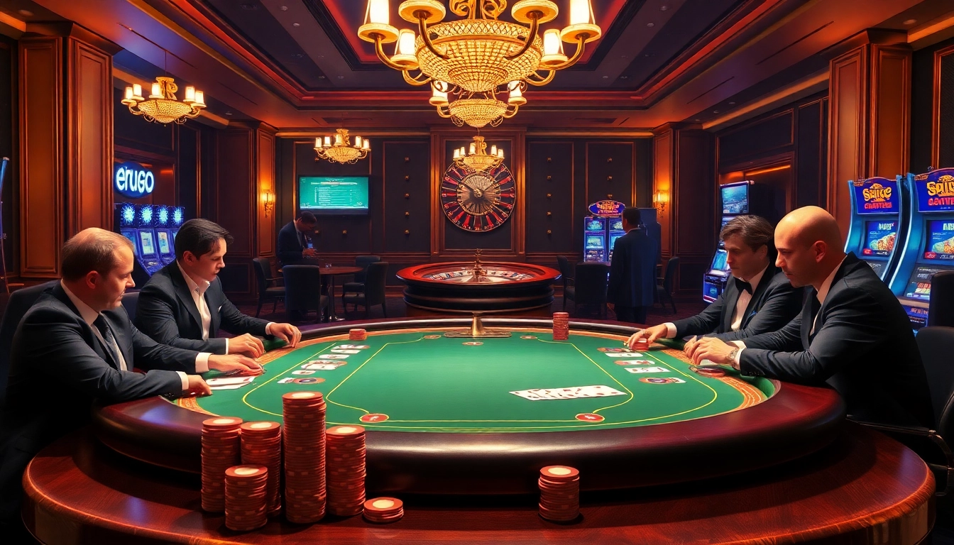 Engage in high-stakes poker at a luxurious casino table with vibrant chips and thrilling energy at https://2haywin.art/.