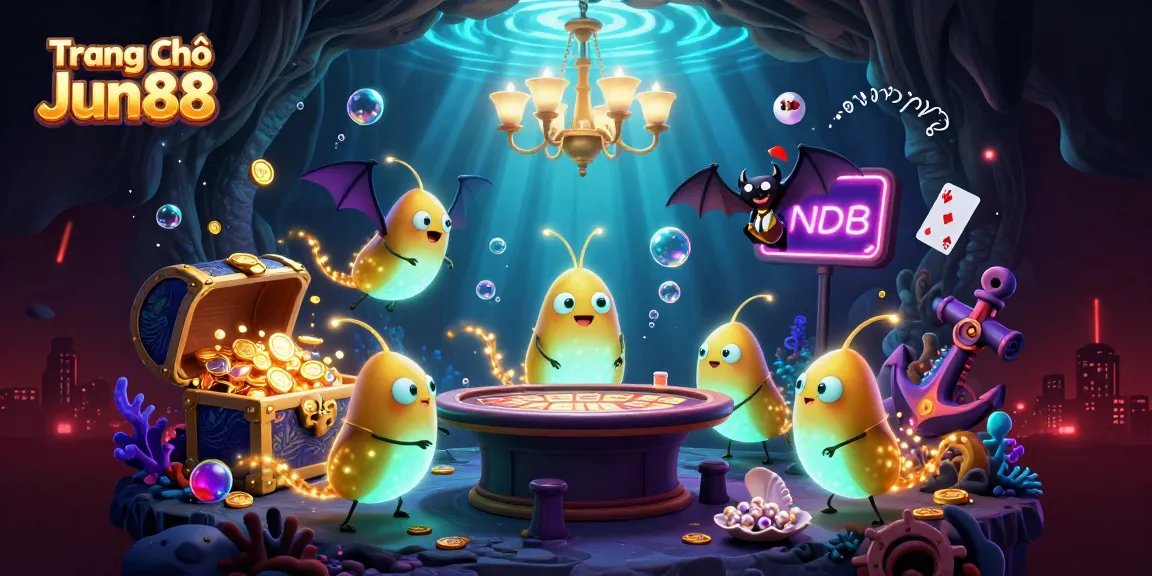 Experience the vibrant atmosphere of Trang Chủ Jun88 with glowworms lighting a cave casino scene.