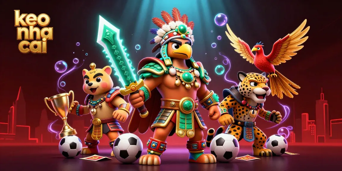 Engage with keo nha cai's dynamic sports betting scene featuring a vibrant Aztec warrior.